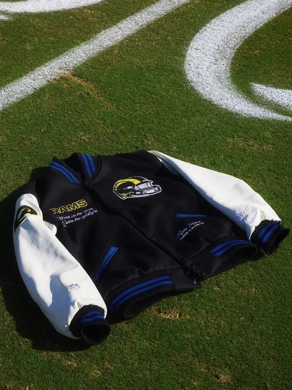 Kyren Williams Shoe Palace Nike LA Rams Rivalries Varsity Jacket