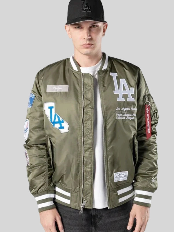 LA Dodgers MLB X Alpha Green Bomber Jacket