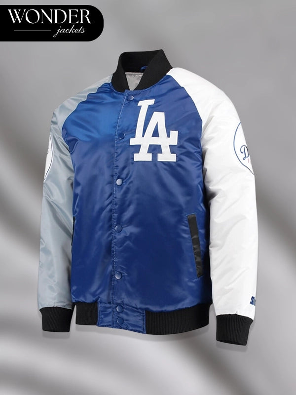 LA Dodgers Tri-Color Satin Jacket Black