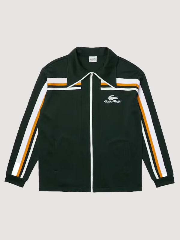 Lacoste x Ricky Regal Contrast Striped Pique Zip-up Green Jacket
