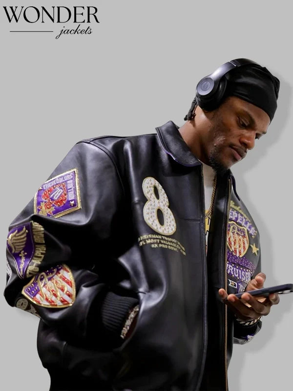 Lamar Jackson Pelle Pelle American Bruiser Leather Jacket