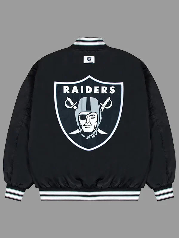 Las Vegas Raiders GOLF WANG Black Satin Bomber Jacket