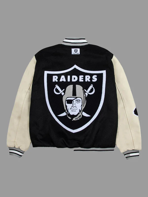 Las Vegas Raiders GOLF WANG Black Varsity Letterman Jacket