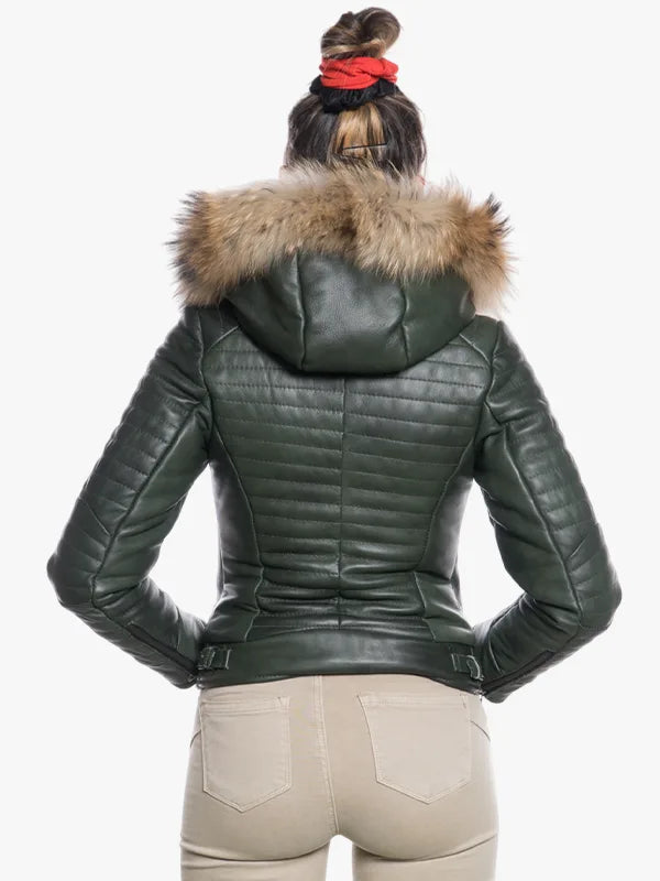 Lasmara Jacket Women’s Green Shearling Hooded 