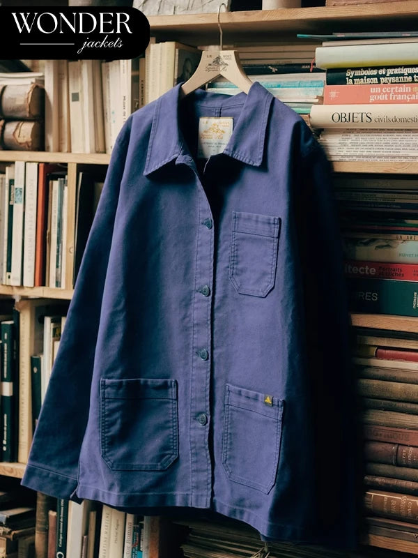 Le Mont St Michel French Moleskin Work Jacket Blue