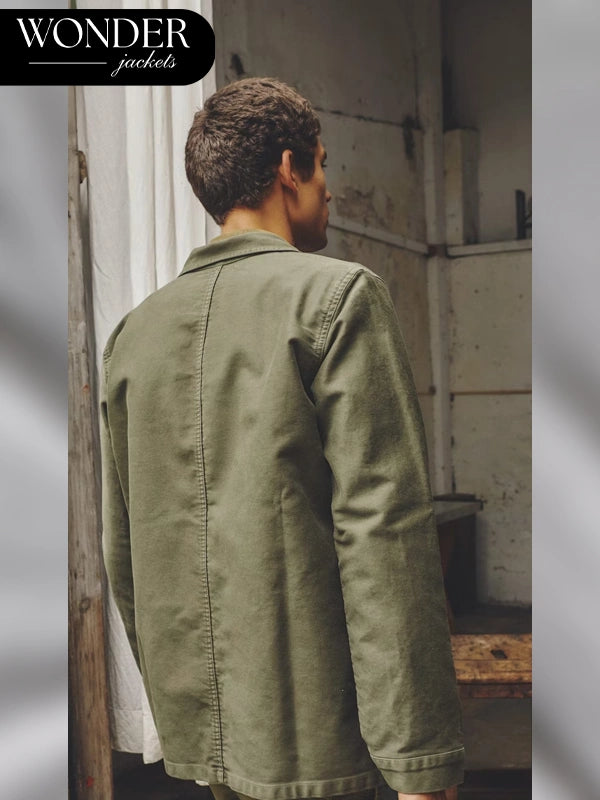 Le Mont St Michel French Moleskin Work Jacket Khaki