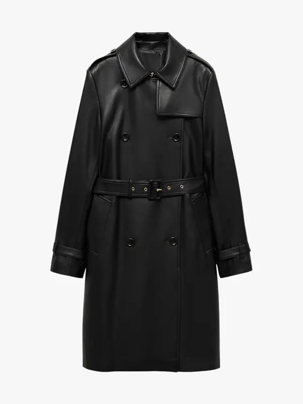 Trenchcoat in Lederoptik