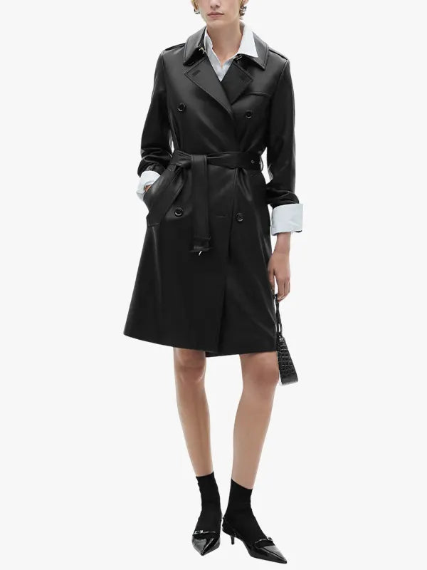 Trenchcoat in Lederoptik