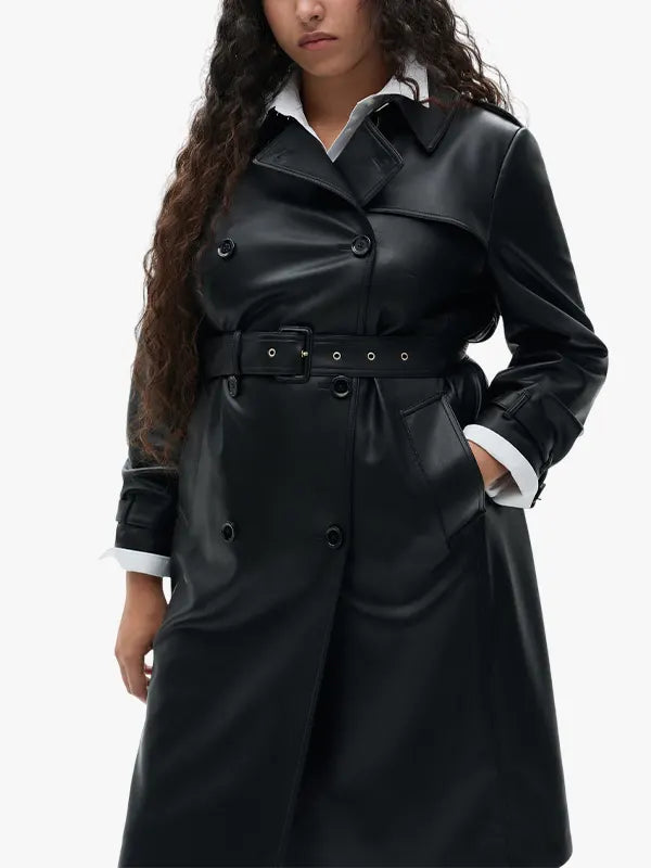 Trenchcoat in Lederoptik