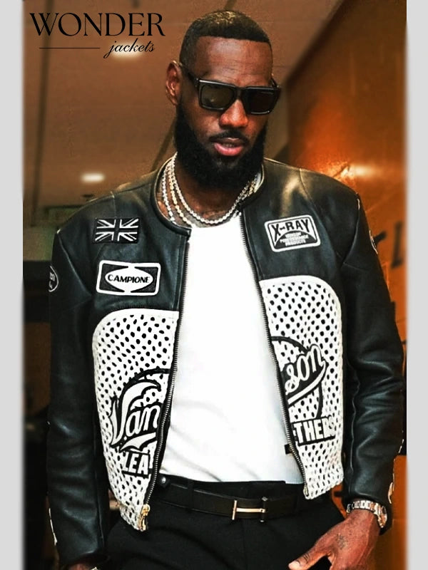 Lakers Lebron James Aime Leon Career 40k Black Leather Jacket