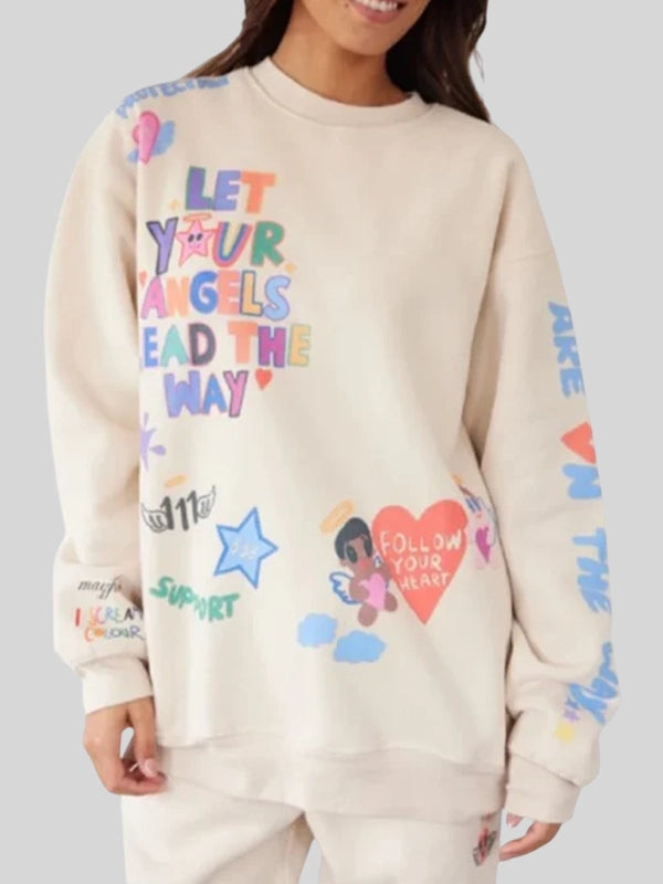 Let Your Angels Lead The Way Pullover Sweatshirt Cream