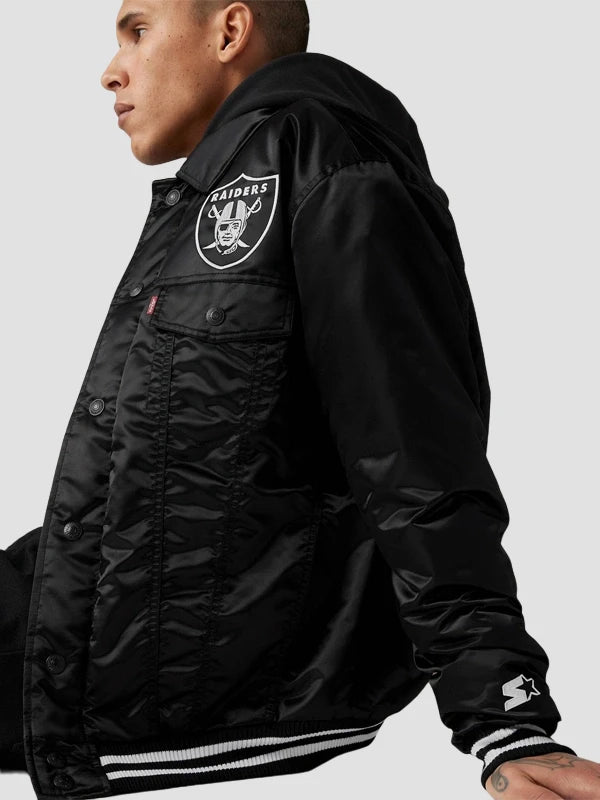 Levis X Starter Raiders Satin Black Trucker Jacket