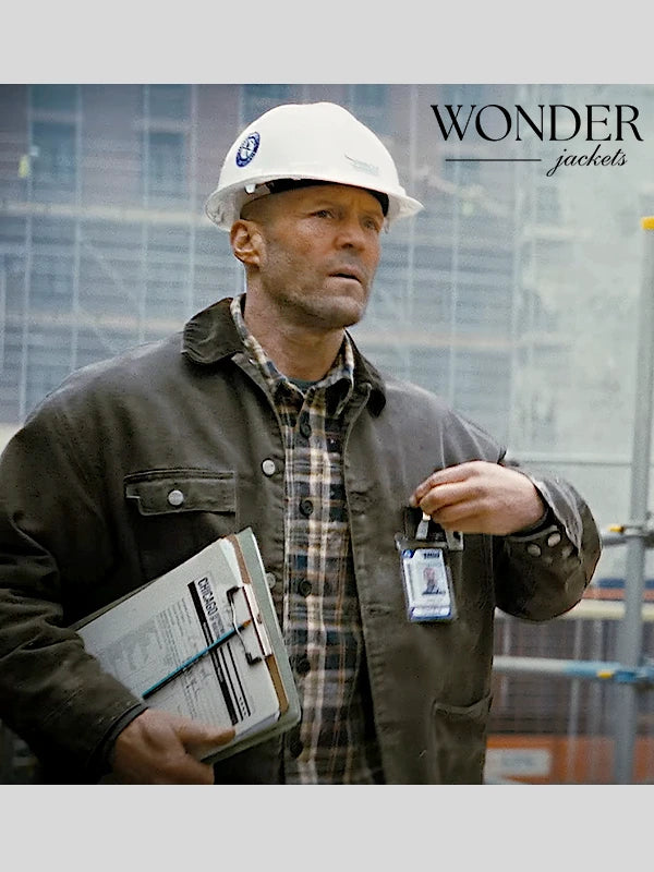 Levon Cade A Working Man 2025 Jason Statham Grey Jacket