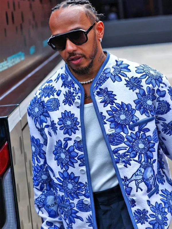 Lewis Hamilton Blue and White Floral Jacket