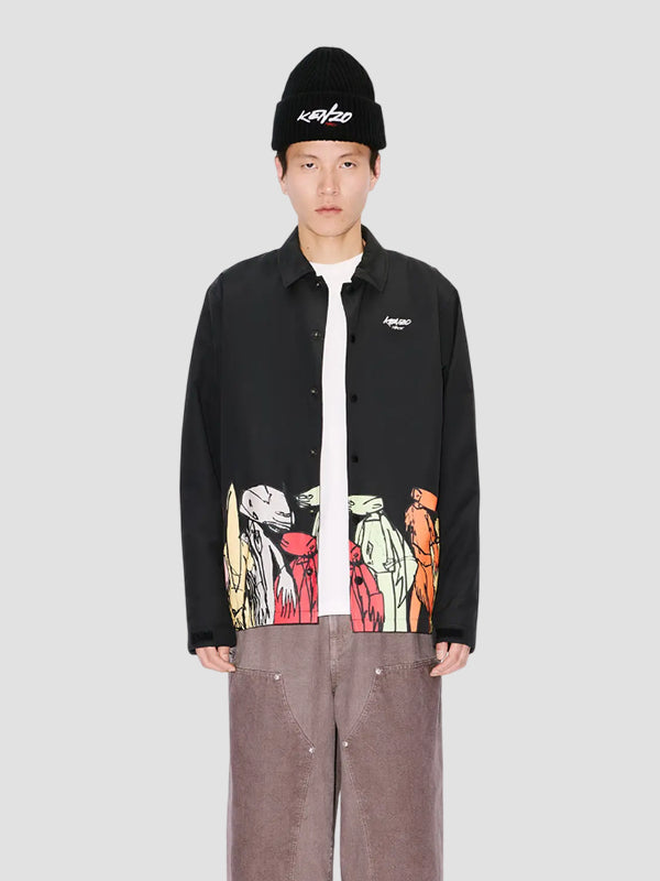 Light Padded Kenzo Paris x Futura 2000 Black Coach Jacket