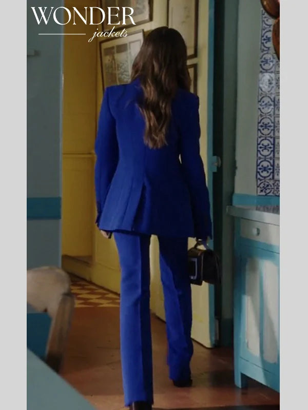 Lily Collins Emily In Paris Emily Cooper Blue Suit