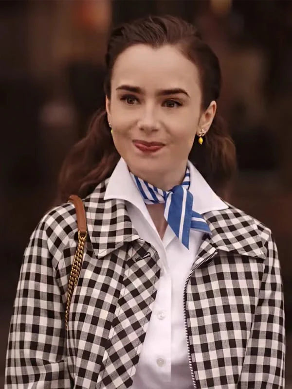 Lily Collins Emily in Paris S04 Plaid Cropped Jacket