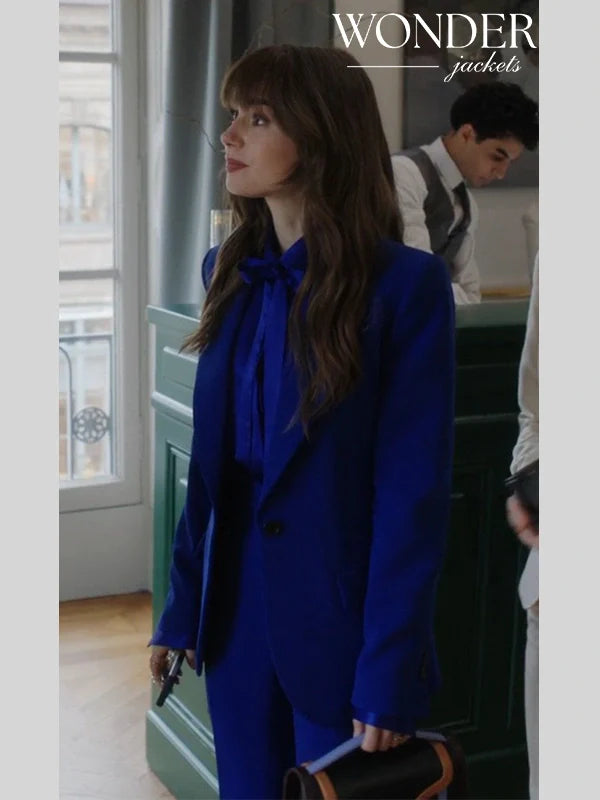 Lily Collins Emily in Paris Season 04 Blue Suit