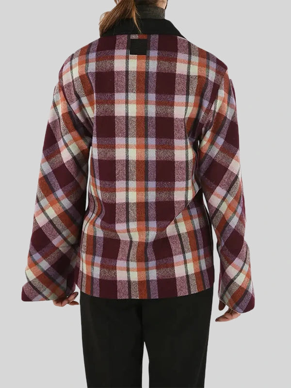 Loewe Plaid Jacket with Flounce Sleeve women