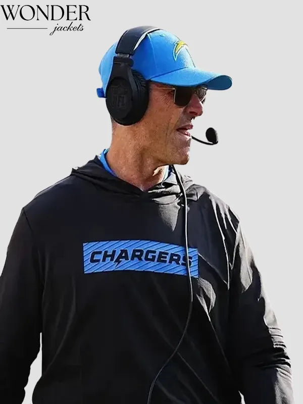 Los Angeles Chargers Jim Harbaugh Coach Black Hoodie