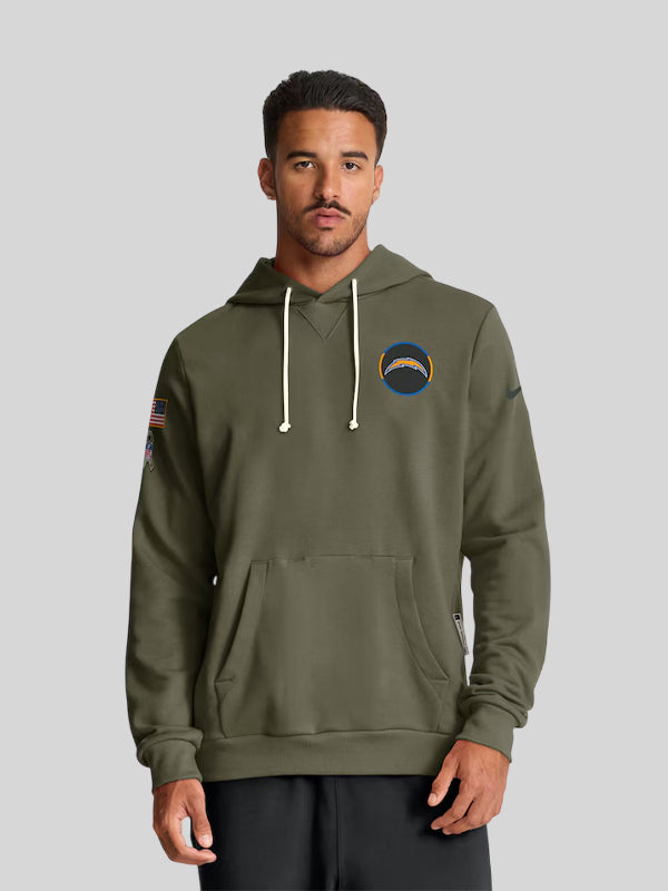 Los Angeles Chargers Nike 2025 Salute to Service Sideline Standard Issue Dri FIT Hoodie Olive