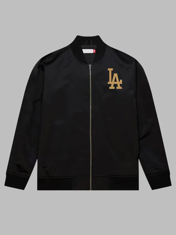 Los Angeles Dodgers Mitchell & Ness BlackGold 2024 World Series Champions Full-Zip Bomber Jacket