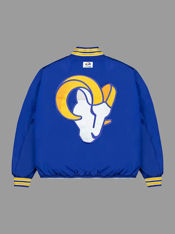 Los Angeles Rams GOLF WANG Royal Blue Satin Bomber Jacket