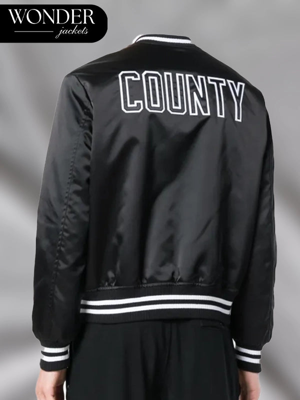 Los Angeles Dodgers Black Satin Varsity Bomber Jacket