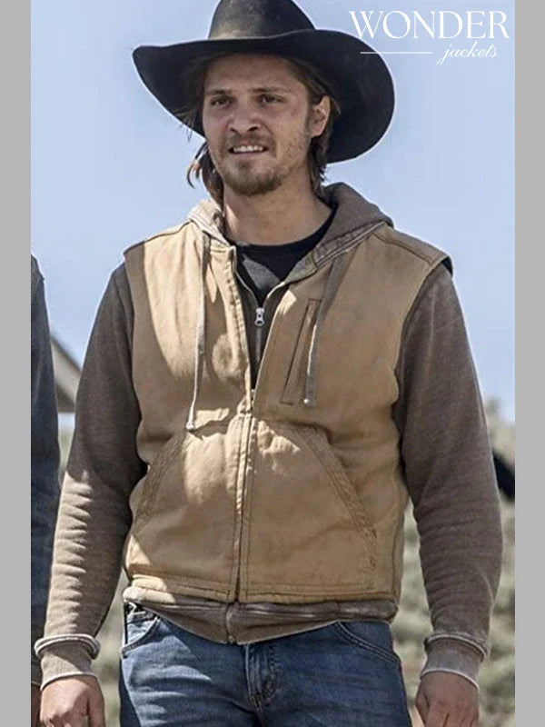 Luke Grimes Yellowstone Brown Cotton Vest