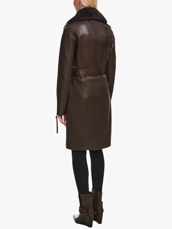 MIDWAY Leather Zipper Trench Coat