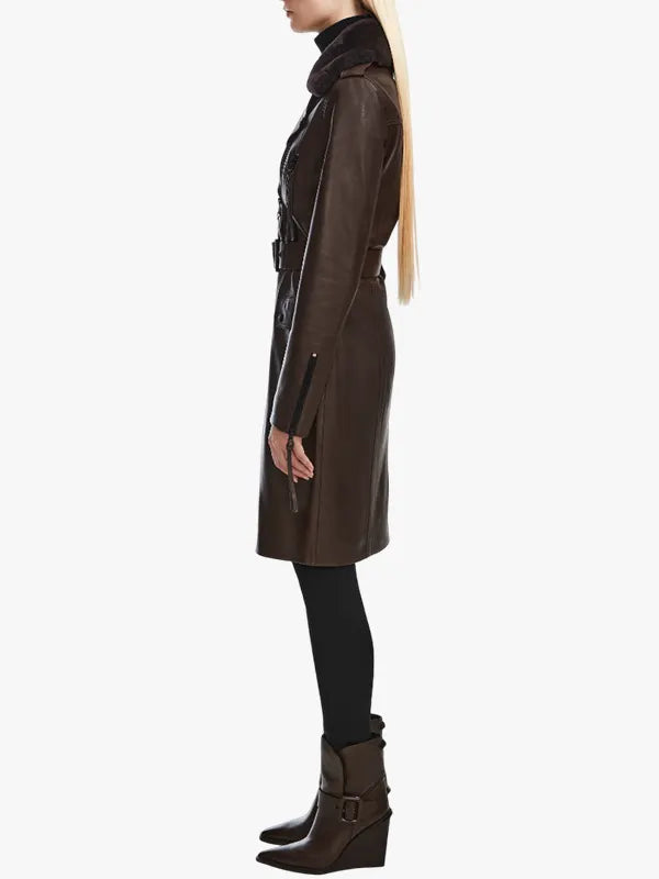 MIDWAY Women Leather Trench Coat