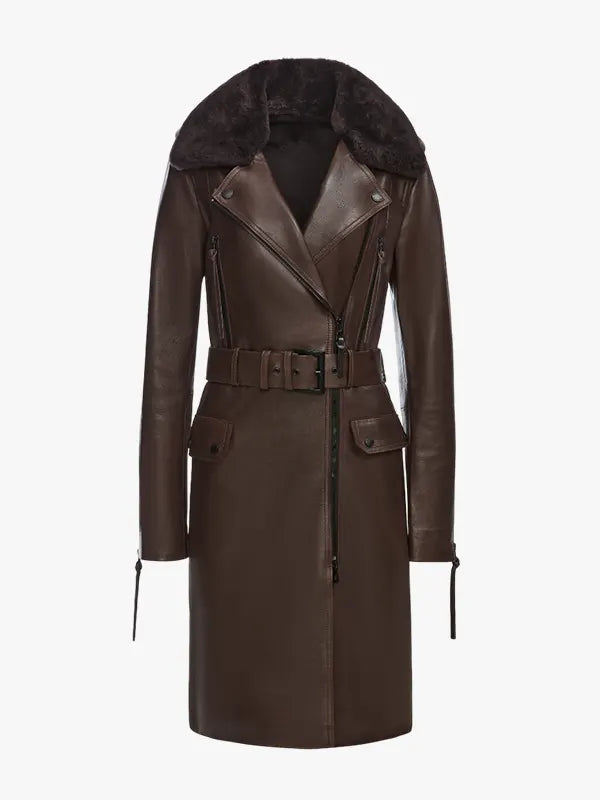 MIDWAY Women's Leather Trench Coat