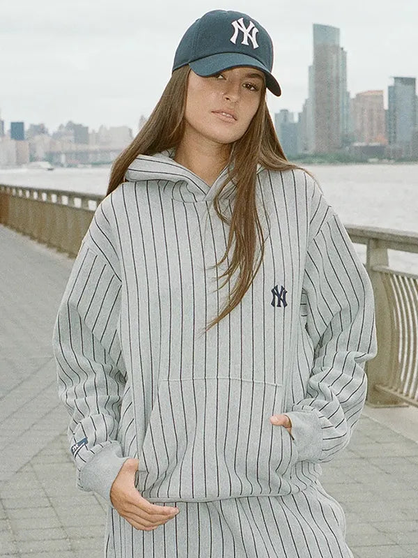 Madhappy Yankees Pinstripe Hoodie Grey