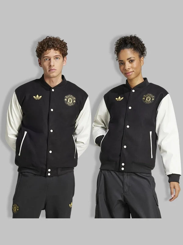 Manchester United Black Varsity Jacket