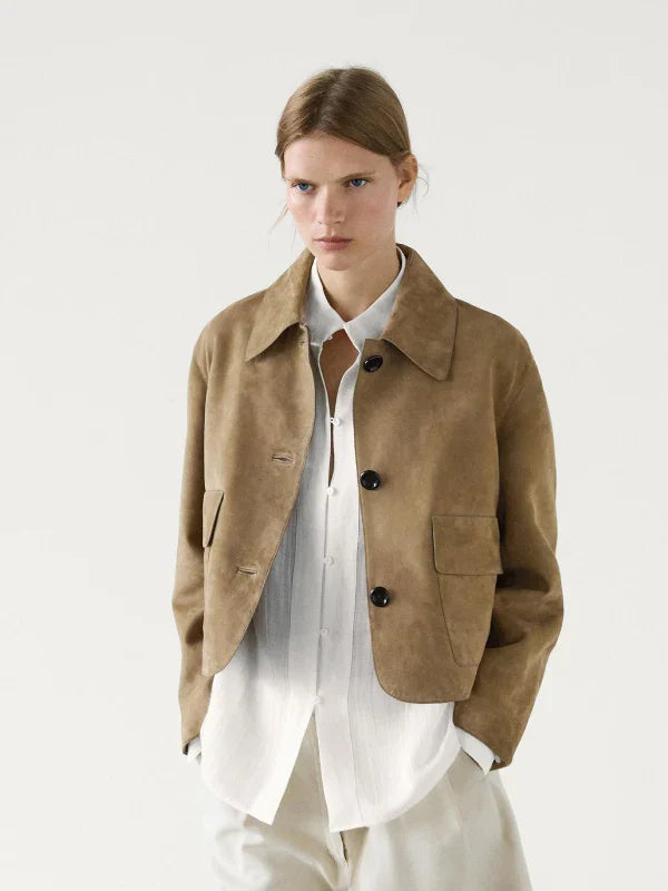 Massimo Dutti Brown Suede Leather Jacket