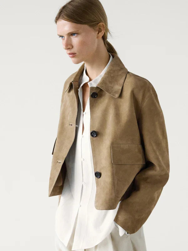 Massimo Dutti Suede Jacket Brown