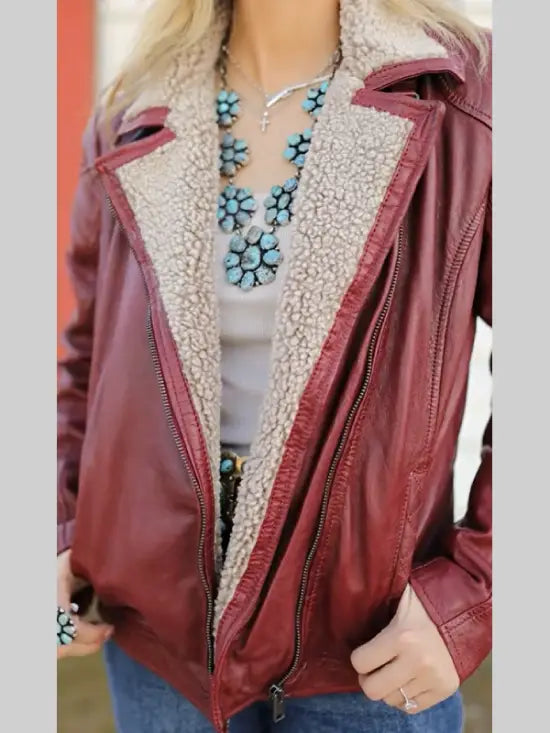 Mauritius Jenja Shearling Leather Jacket Brown