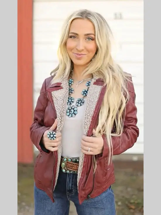 Mauritius Jenja Sherpa Brown Leather Jacket