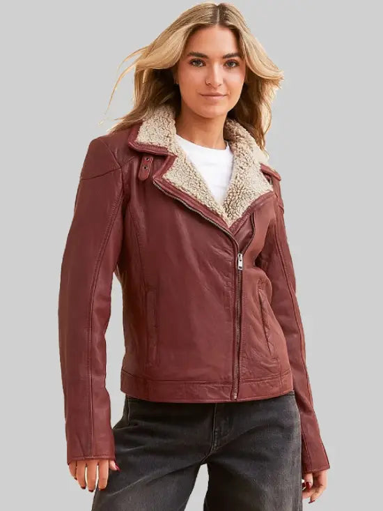 Mauritius Jenja Sherpa Leather Jacket Brown