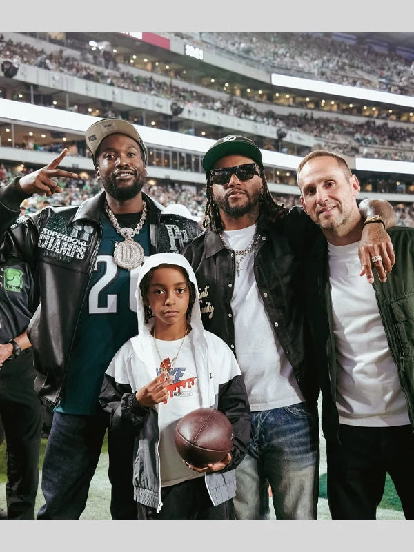 Meek Mill Pelle Pelle Leather Eagles Jacket