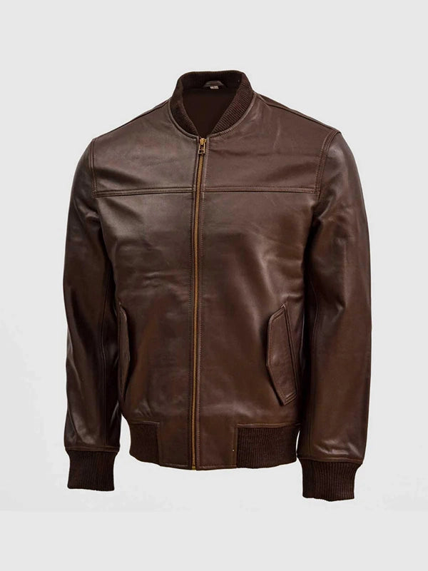 Men's Classic Brown Bomber Jacket