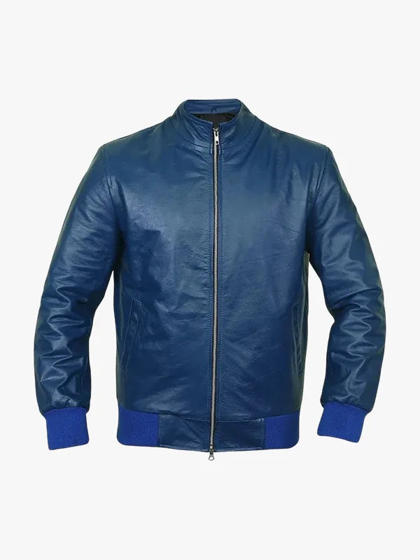 Blaue Bomber-Fliegerjacke