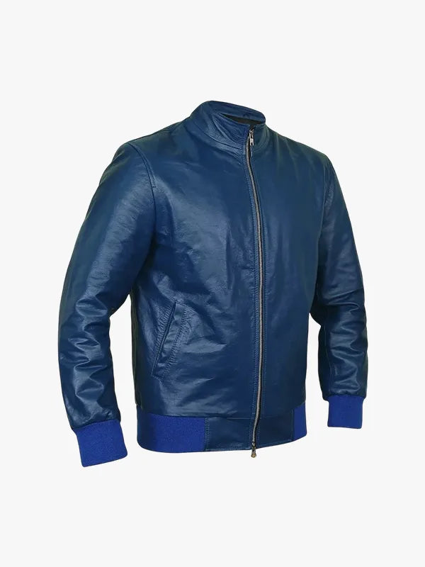 Blaue Bomber-Fliegerjacke