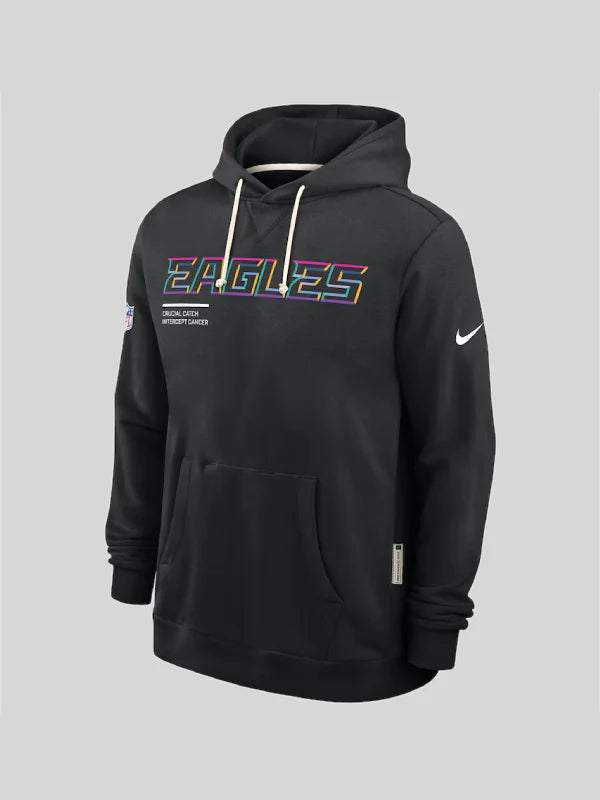 Mens Philadelphia Eagles Nike Black 2025 NFL Crucial Catch Sideline Standard Issue Dri-FIT Hoodie