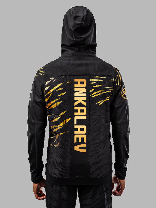 Men_s UFC Fusion by Venum Black Gold Magomed Ankalaev Fight Night Champion Walkout Full-Zip Hoodie