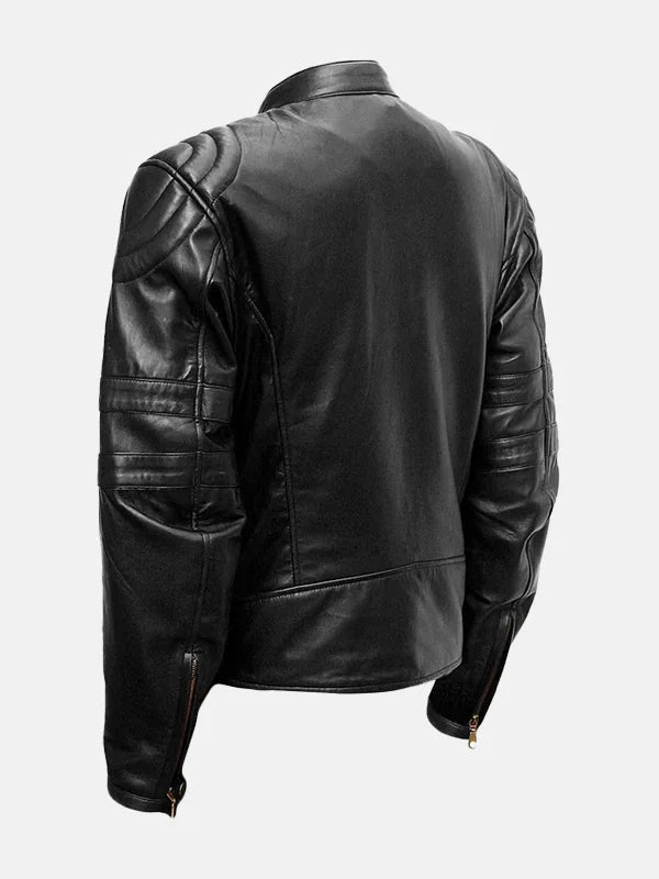 Mens Black Riding Soft Leather Jacket Back