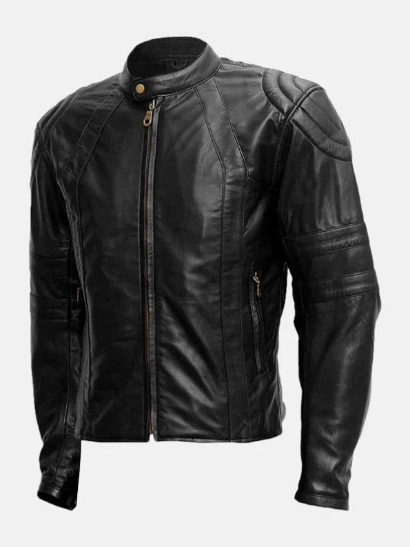 Mens Black Riding Soft Leather Jacket Front