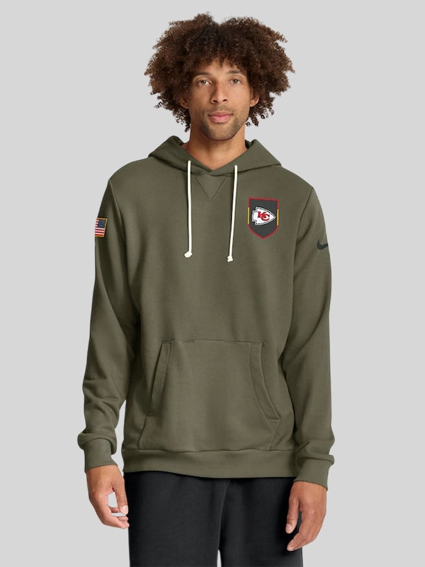 Mens Kansas City Chiefs Nike Olive 2025 Salute to Service Sideline Standard Issue Dri FIT Hoodie