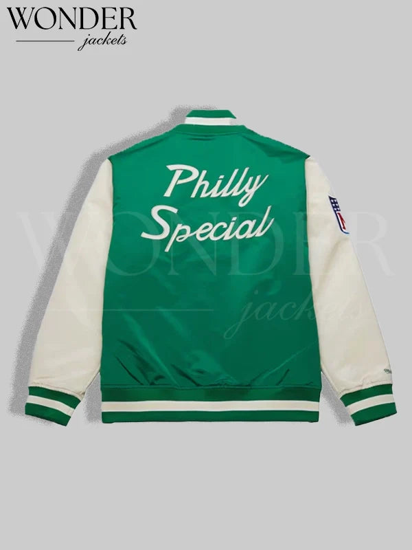 Men’s Kelly Green Philadelphia Eagles Primetime Philly Special Satin Full-Snap Jacket Green