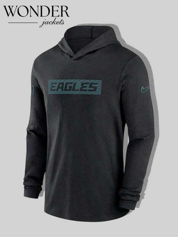 Mens Nike Black Philadelphia Eagles Sideline Hoodie Performance Long Sleeve T-Shirtt